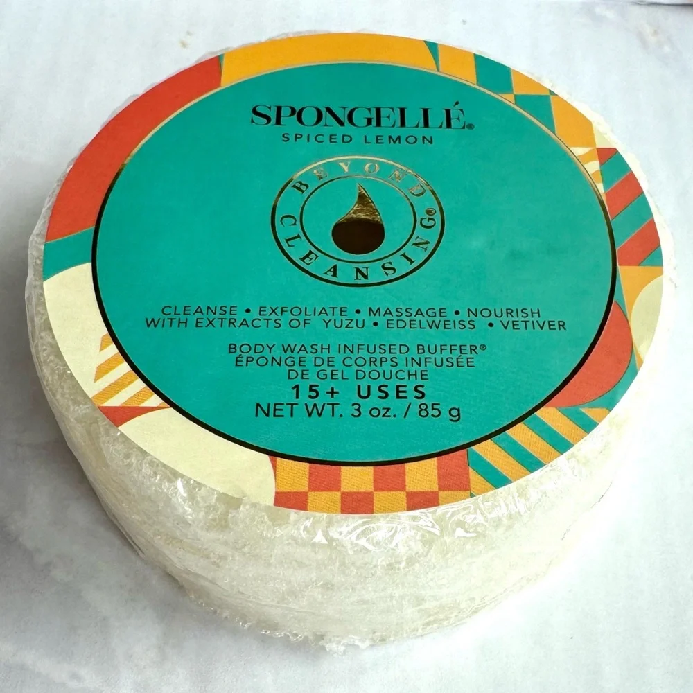 Spongelle Multi Use Body Wash Infused Buffer Spiced Lemon Shower/Bath Sponge
